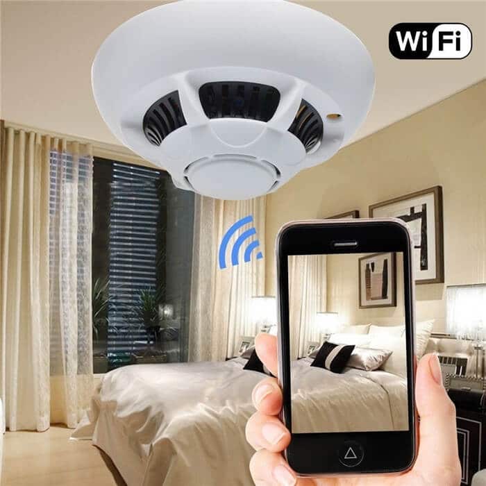 Ukryta kamera monitoringu WLAN zamaskowana w detektorze Kamera do monitoringu Wi‑Fi do dyskretnej obserwacji, ukryta jako detektor