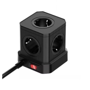 Elektryczny rozdzielacz gniazdek 5-krotny czarny ukryta kamera